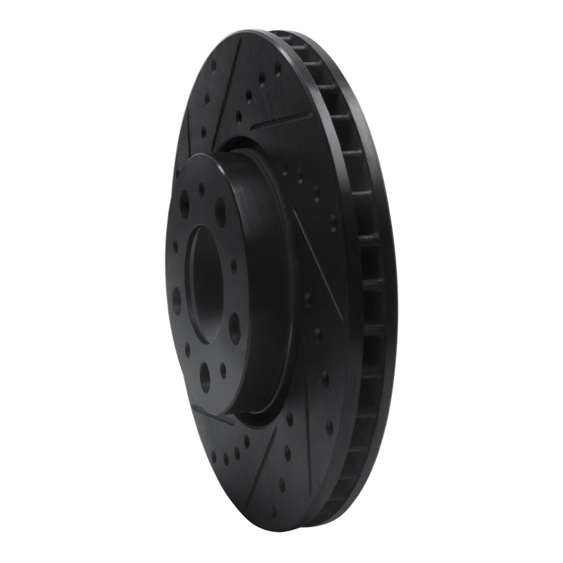 Volvo XC70 Brake Rotor (1) - Front Left - R1 Concepts - Drilled & Slotted - Black - `99-`09